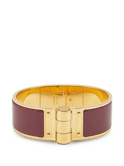 Pre-owned Hermes Hinged Enamel Bracelet In Gold