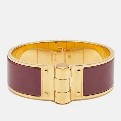 Pre-owned Hermes Hermès Hinged Enamel Gold Plated Bracelet
