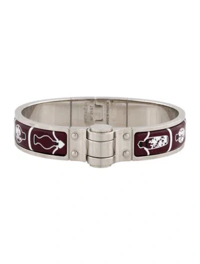 Pre-owned Hermes Hinged Narrow Enamel Bangle Bracelet, 6.5" In Multi