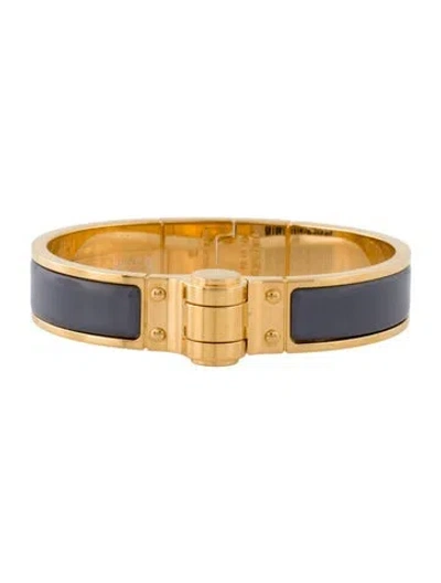 Pre-owned Hermes Hinged Narrow Enamel Bracelet, 6.25" In Gray