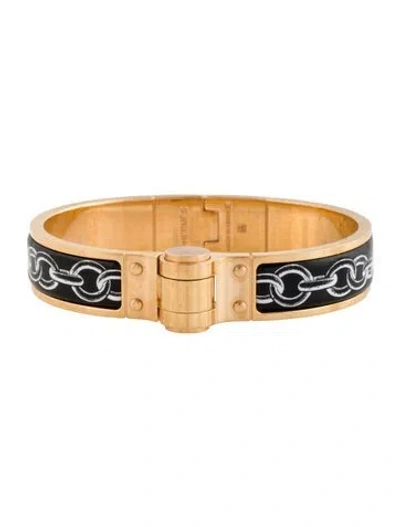 Pre-owned Hermes Hinged Narrow Enamel Les Chaines Bracelet, 6.25" In Multi