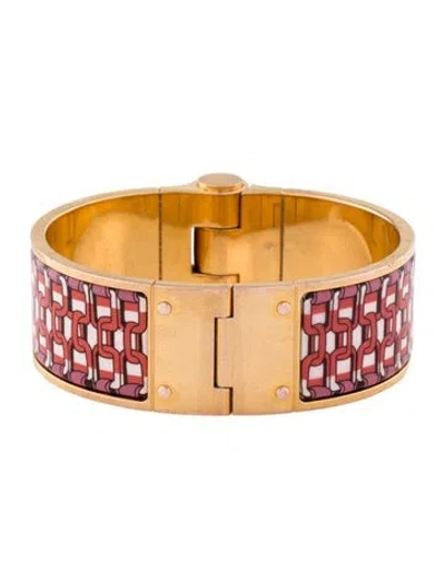 Pre-owned Hermes Hinged Wide Enamel Charniere Uni Bracelet, 6.25" In Multi