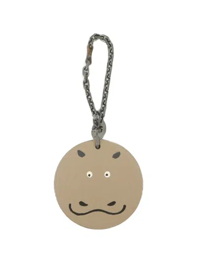 Pre-owned Hermes Hippo Clemence Leather Charm In Neutral
