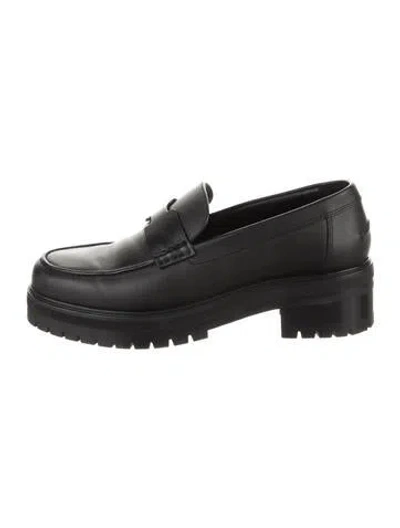 Pre-owned Hermes Hitch H Logo Loafers In Black