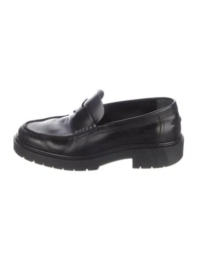 Pre-owned Hermes Hitch Leather Loafers In Black