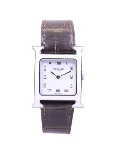 Pre-owned Hermes H-logo Shape 35mm Watch In White