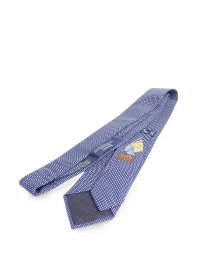 Pre-owned Hermes H-logo Tie In Blue