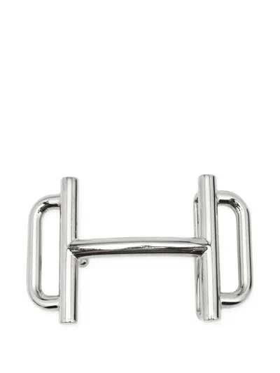 Pre-owned Hermes H-motif Belt Buckle In Silver