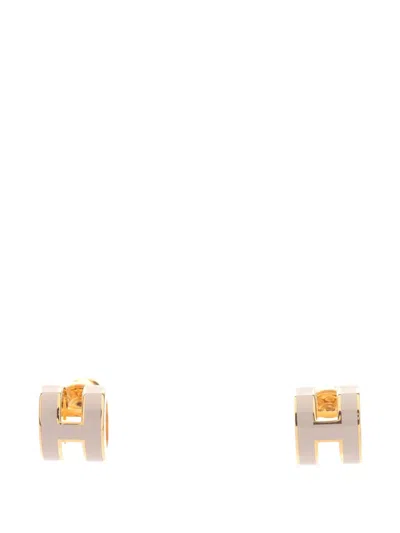 Pre-owned Hermes H-motif Earrings In Gold