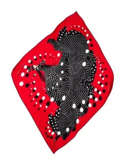 Pre-owned Hermes Hola Flamenca Plissé Silk Scarf In Red