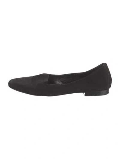 Pre-owned Hermes Holly Suede Flats In Black