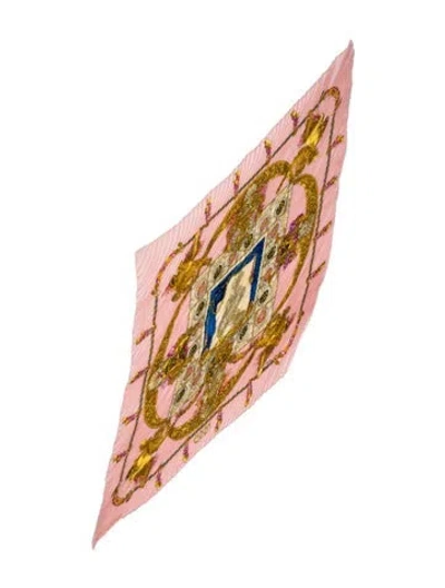Pre-owned Hermes Hommage A Charles Garnier Architecte De L'opera De Paris Silk Plissé Scarf In Pink