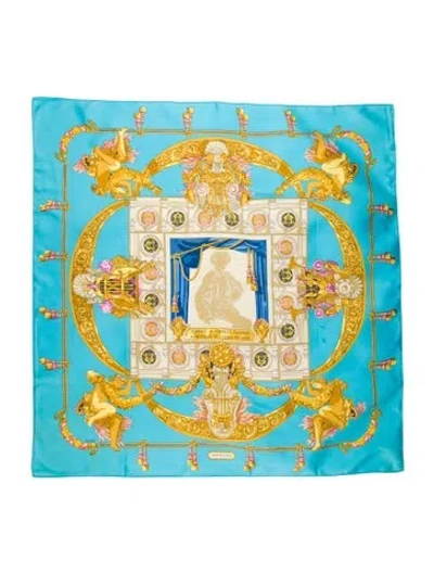 Pre-owned Hermes Hommage A Charles Garnier Architecte De L'opera De Paris Silk Scarf In Blue