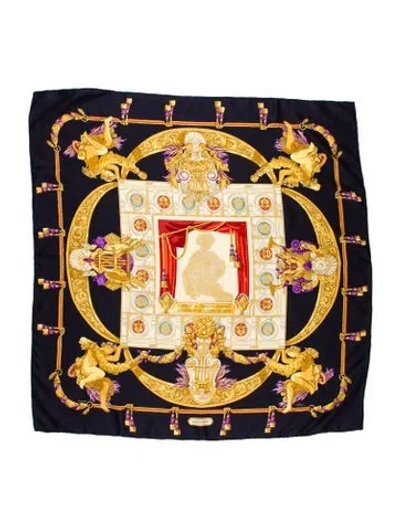 Pre-owned Hermes Hommage A Charles Garnier Architecte De L'opera De Paris Silk Scarf In Blue