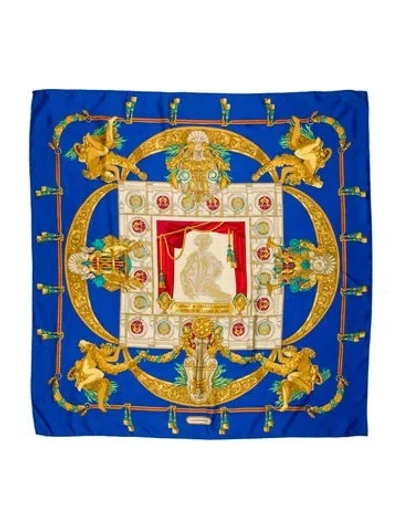 Pre-owned Hermes Hommage A Charles Garnier Architecte De L'opera De Paris Silk Scarf In Blue