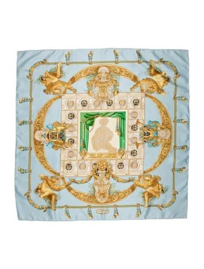 Pre-owned Hermes Hommage A Charles Garnier Architecte De L'opera De Paris Silk Scarf In Blue
