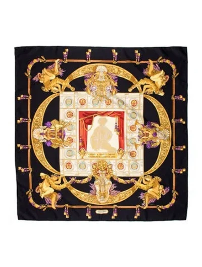 Pre-owned Hermes Hommage A Charles Garnier Architecte De L'opera De Paris Silk Scarf In Blue