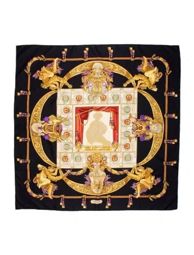 Pre-owned Hermes Hommage A Charles Garnier Architecte De L'opera De Paris Silk Scarf In Blue