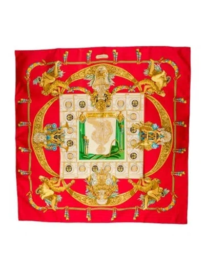 Pre-owned Hermes Hommage A Charles Garnier Architecte De L'opera De Paris Silk Scarf In Red