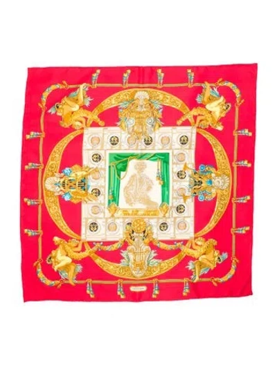 Pre-owned Hermes Hommage A Charles Garnier Architecte De L'opera De Paris Silk Scarf In Red