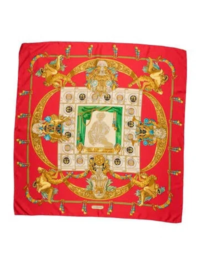 Pre-owned Hermes Hommage A Charles Garnier Architecte De L'opera De Paris Silk Scarf In Red