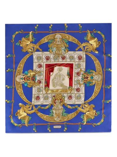 Pre-owned Hermes Hommage A Charles Garnier Silk Scarf In Blue
