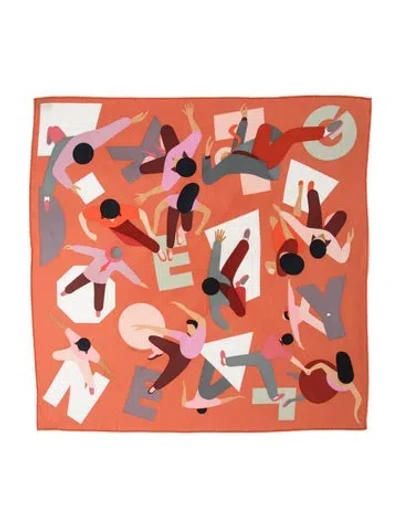 Pre-owned Hermes Hommage A Gene Kelly Silk Scarf In Pink