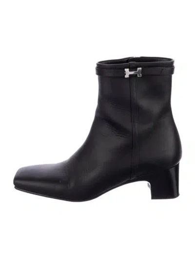 Pre-owned Hermes Hommage H Logo Boots In Black