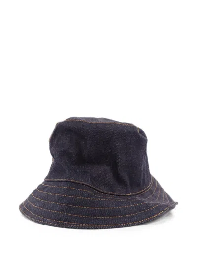 Pre-owned Hermes Homme Fred Denim Bucket Hat In Blue