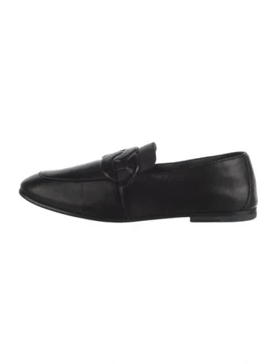 Pre-owned Hermes Honest Chaîne D'ancre Insignia Loafers In Black