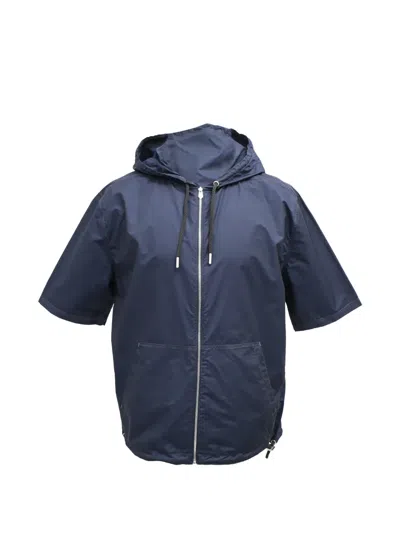Pre-owned Hermes Hooded Short-sleeved Jacket In Blue