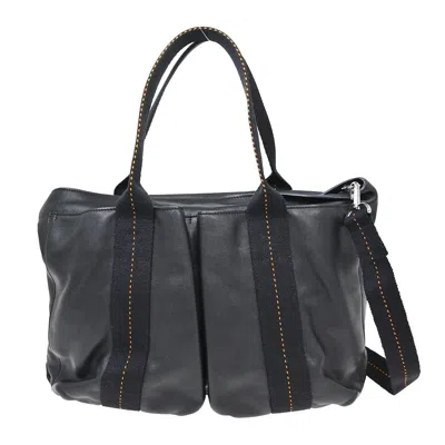 Pre-owned Hermes Horizontal Caravan Leather Black Leather Tote Bag Bag ()