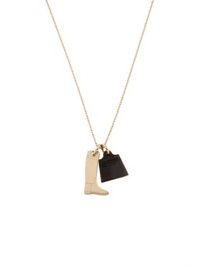 Pre-owned Hermes Horn Amulette Maroquinier Boot & Bag Pendant Necklace, 19.75" In Multi