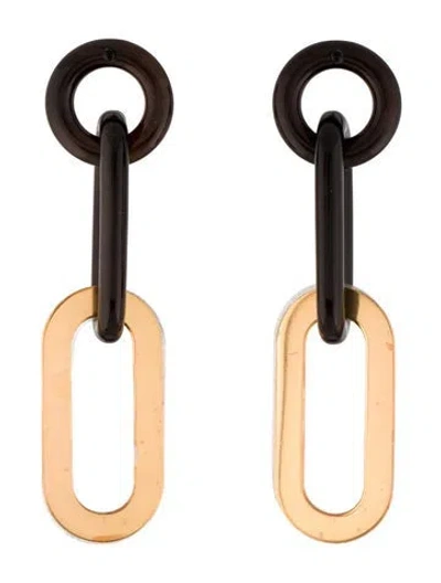 Pre-owned Hermes Horn & Lacquer Drop Earrings In Multi