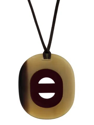 Pre-owned Hermes Horn & Lacquer Fidelio Virage Pendant Necklace, 28" In Burgundy