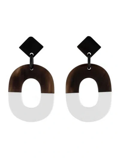 Pre-owned Hermes Horn & Lacquer Isthme Drop Earrings In Multi