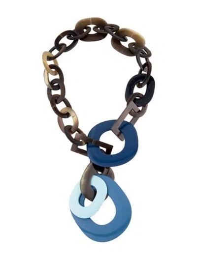 Pre-owned Hermes Horn & Lacquered Chain Necklace, 18.75" In Multicolor
