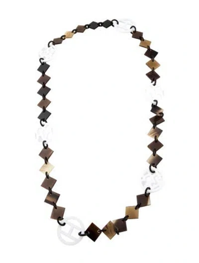 Pre-owned Hermes Horn & Lacquered Necklace, 31" In Multi