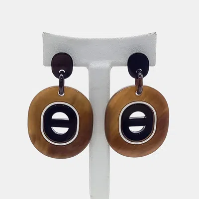 Pre-owned Hermes Hermès Horn Brown Earrings
