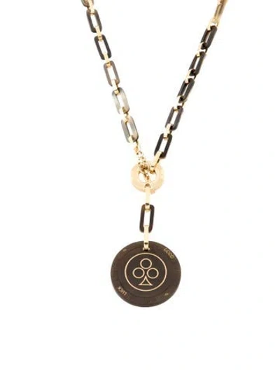 Pre-owned Hermes Horn Faites Vos Jeux Pendant Necklace, 28" In Multi