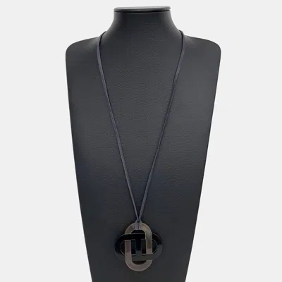 Pre-owned Hermes Horn Necklace In Black