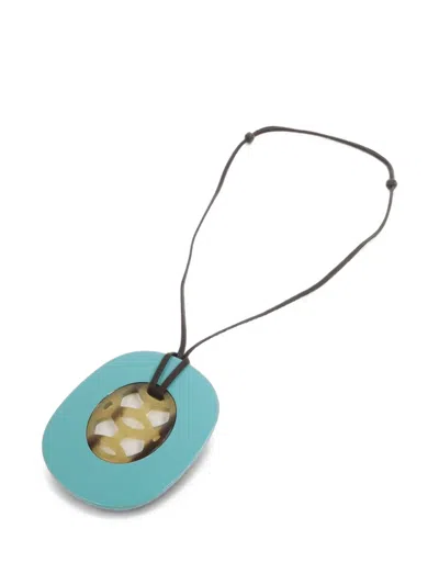 Pre-owned Hermes Horn Necklace In Blue