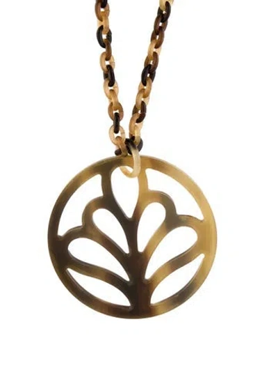Pre-owned Hermes Horn Pendant Necklace, 28" In Multi