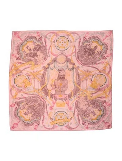 Pre-owned Hermes Horsawards Silk Scarf In Pink