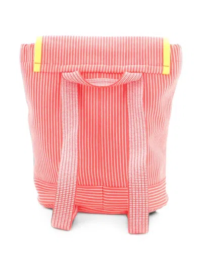 Pre-owned Hermes Horse Caval Collar Striped Toile Backpack In Red