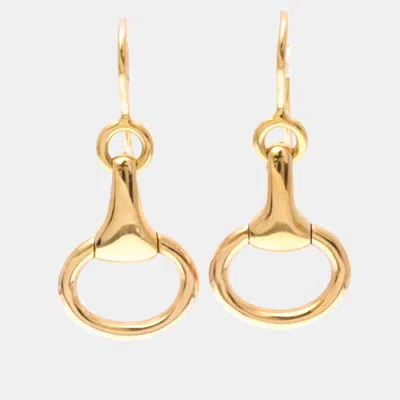 Pre-owned Hermes Horsebit Earrings No Stone 18k Pink Gold Drop Earrings