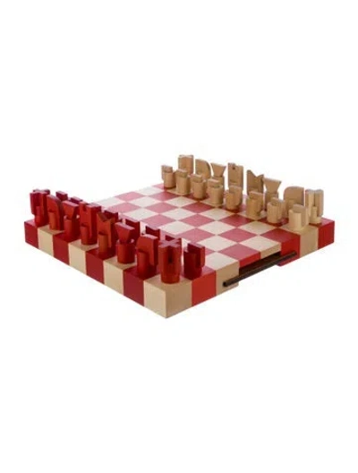 Pre-owned Hermes Horsecut Mahogany Chess Set In Orange