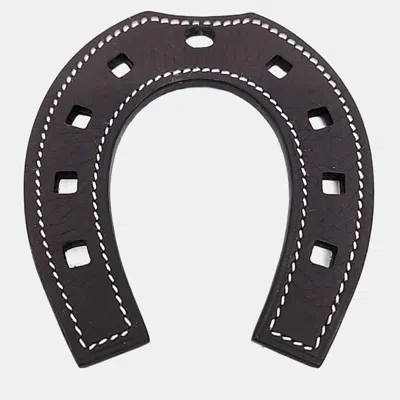Pre-owned Hermes Horseshoe Brown Leather Bag Charm