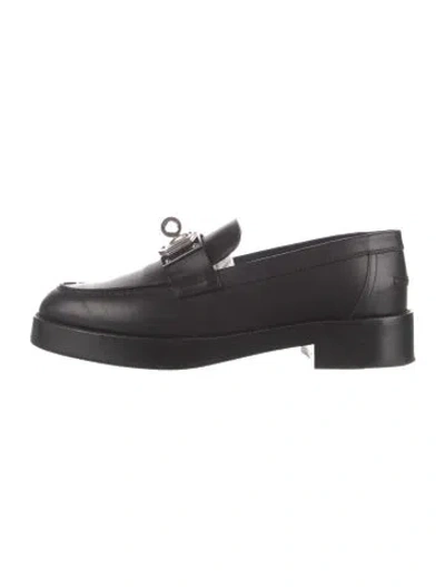 Pre-owned Hermes Hot Leather Loafers In Black