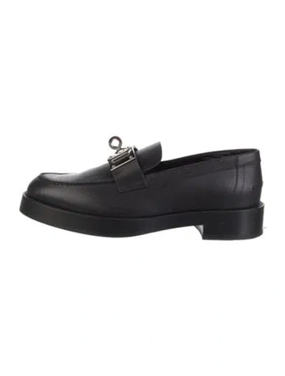 Pre-owned Hermes Hot Leather Loafers In Black